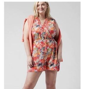 Brand New Athleta Orange Floral Marlow Romper - Size XS